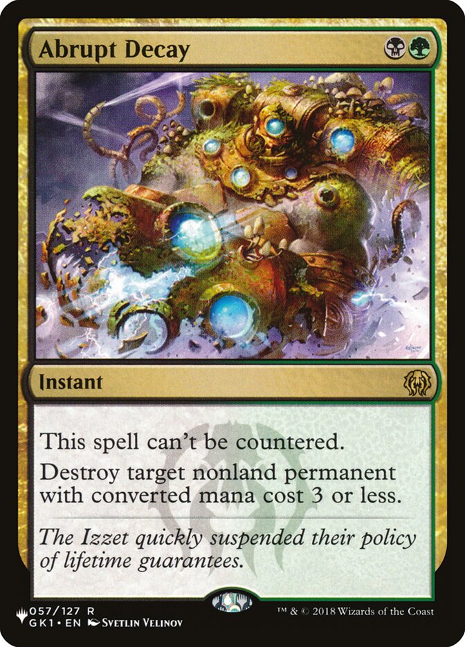 Abrupt Decay – Rare Magic: The Gathering card from The List (#GK1-57)