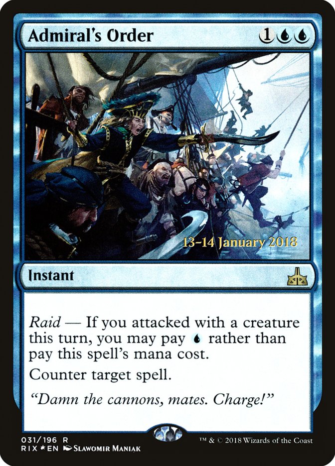 Admiral's Order – Rare Magic: The Gathering card from Rivals of Ixalan Promos (#31s)