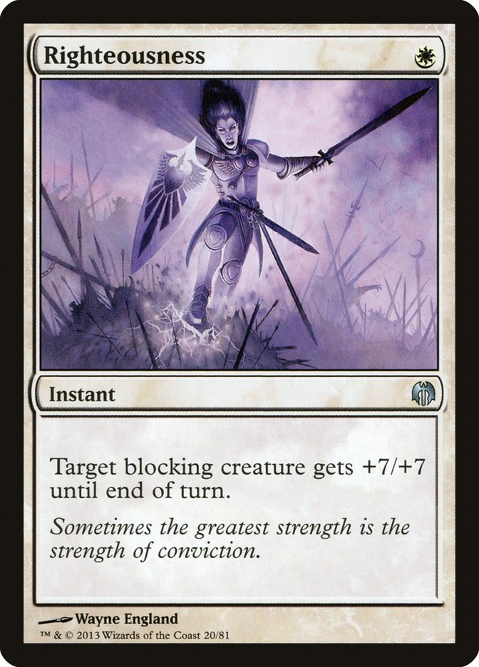 Righteousness – Uncommon Magic: The Gathering card from Duel Decks: Heroes vs. Monsters (#20)