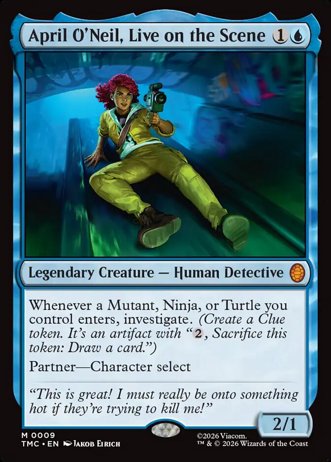 April O'Neil, Live on the Scene – Mythic Magic: The Gathering card from Teenage Mutant Ninja Turtles Eternal (#9)