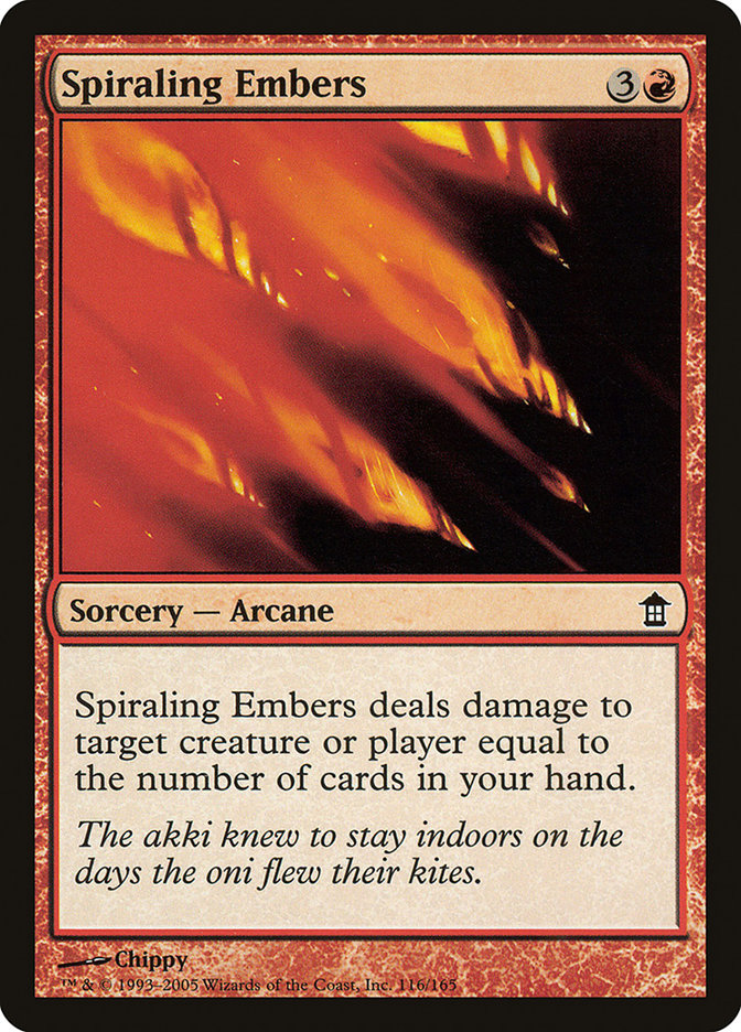 Spiraling Embers – Common Magic: The Gathering card from Saviors of Kamigawa (#116)