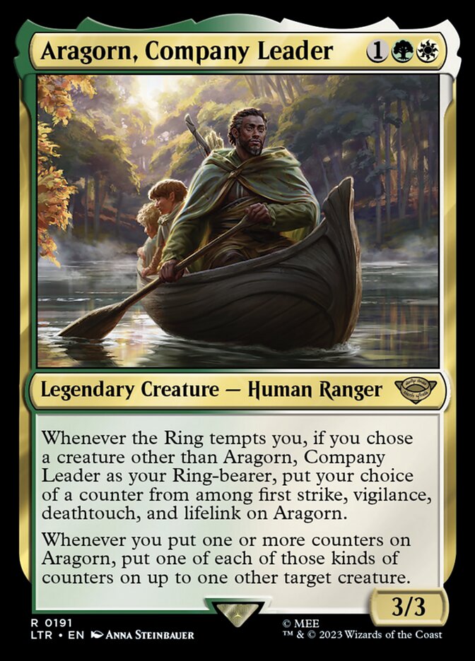 Aragorn, Company Leader – Rare Magic: The Gathering card from The Lord of the Rings: Tales of Middle-earth (#191)