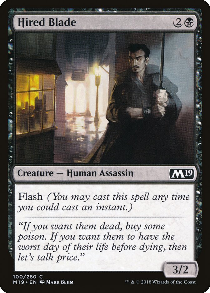 Hired Blade – Common Magic: The Gathering card from Core Set 2019 (#100)