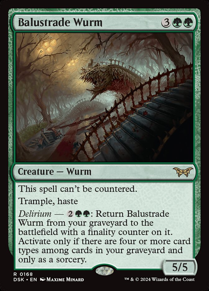 Balustrade Wurm – Rare Magic: The Gathering card from Duskmourn: House of Horror (#168)