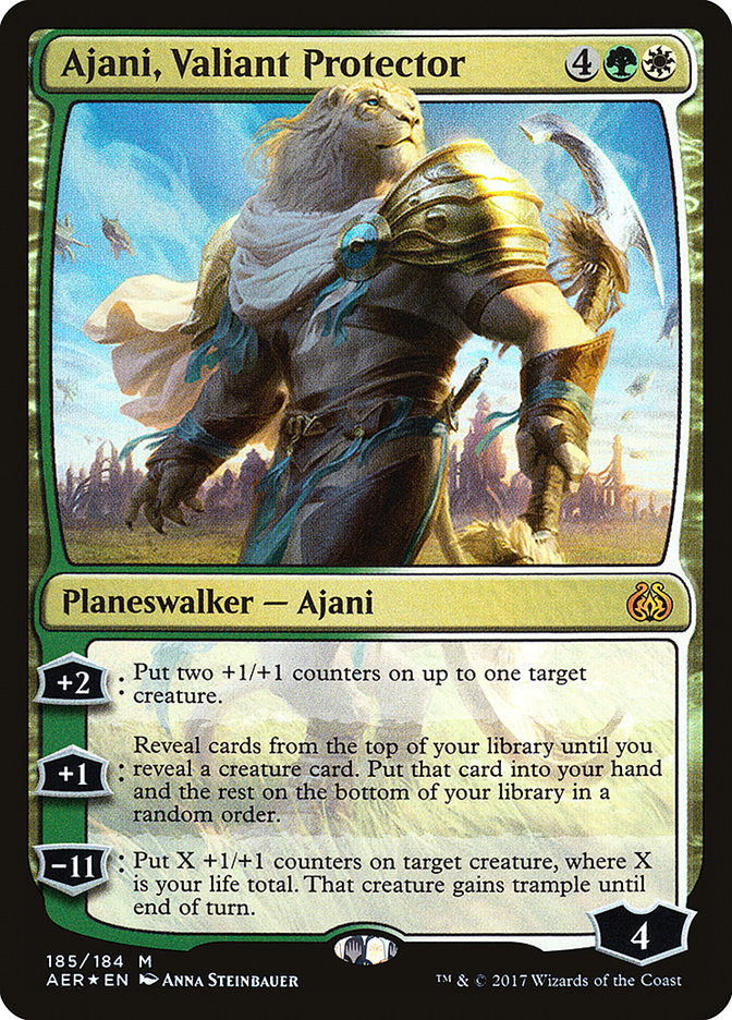 Ajani, Valiant Protector – Mythic Magic: The Gathering card from Aether Revolt (#185)