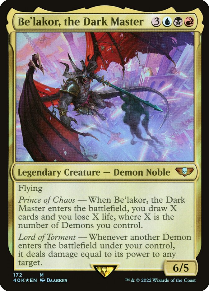 Be'lakor, the Dark Master – Mythic Magic: The Gathering card from Warhammer 40,000 Commander (#172)