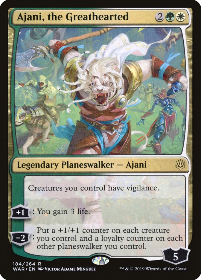 Ajani, the Greathearted – Rare Magic: The Gathering card from War of the Spark Promos (#184p)