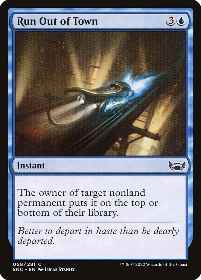 Run Out of Town – Common Magic: The Gathering card from Streets of New Capenna (#58)