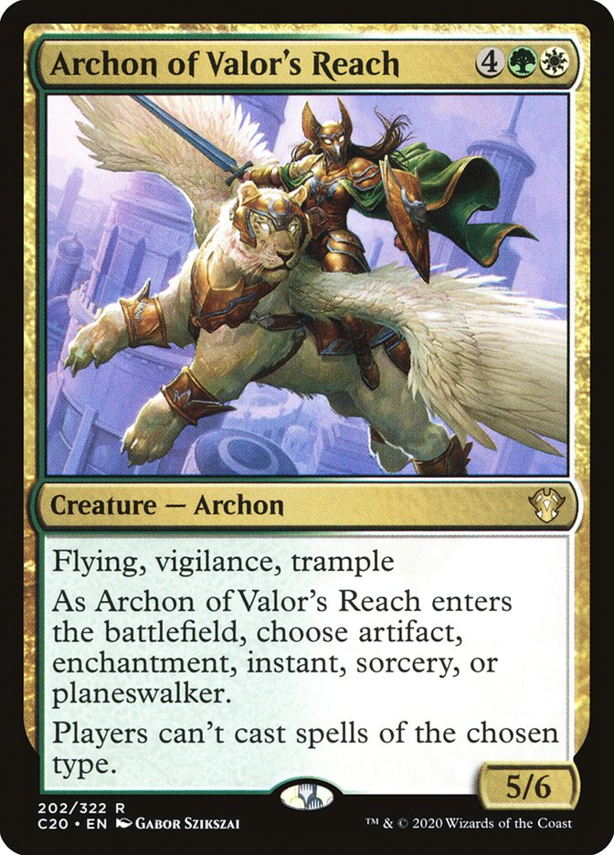 Archon of Valor's Reach – Rare Magic: The Gathering card from Commander 2020 (#202)