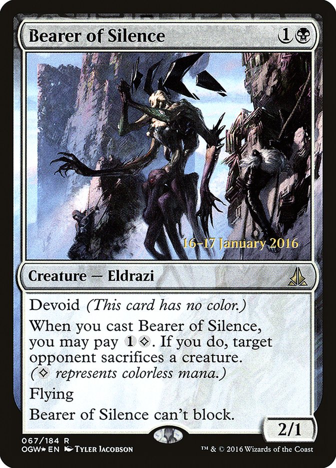 Bearer of Silence – Rare Magic: The Gathering card from Oath of the Gatewatch Promos (#67s)