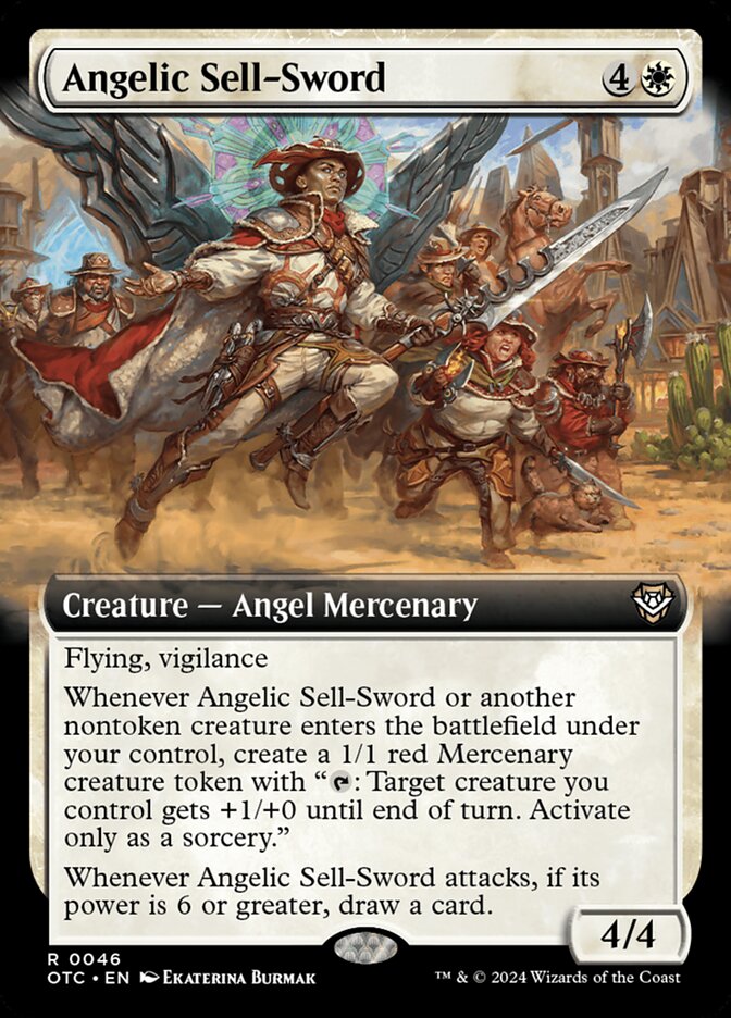 Angelic Sell-Sword – Rare Magic: The Gathering card from Outlaws of Thunder Junction Commander (#46)