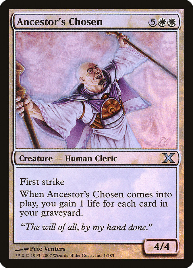 Ancestor's Chosen – Uncommon Magic: The Gathering card from Tenth Edition (#1★)