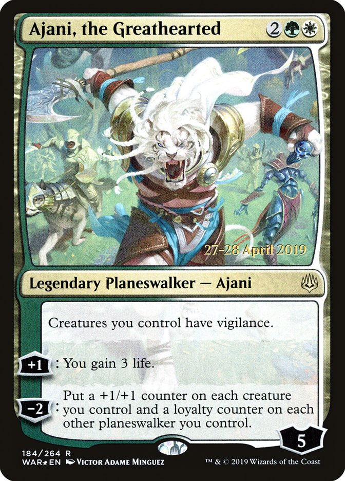 Ajani, the Greathearted – Rare Magic: The Gathering card from War of the Spark Promos (#184s)