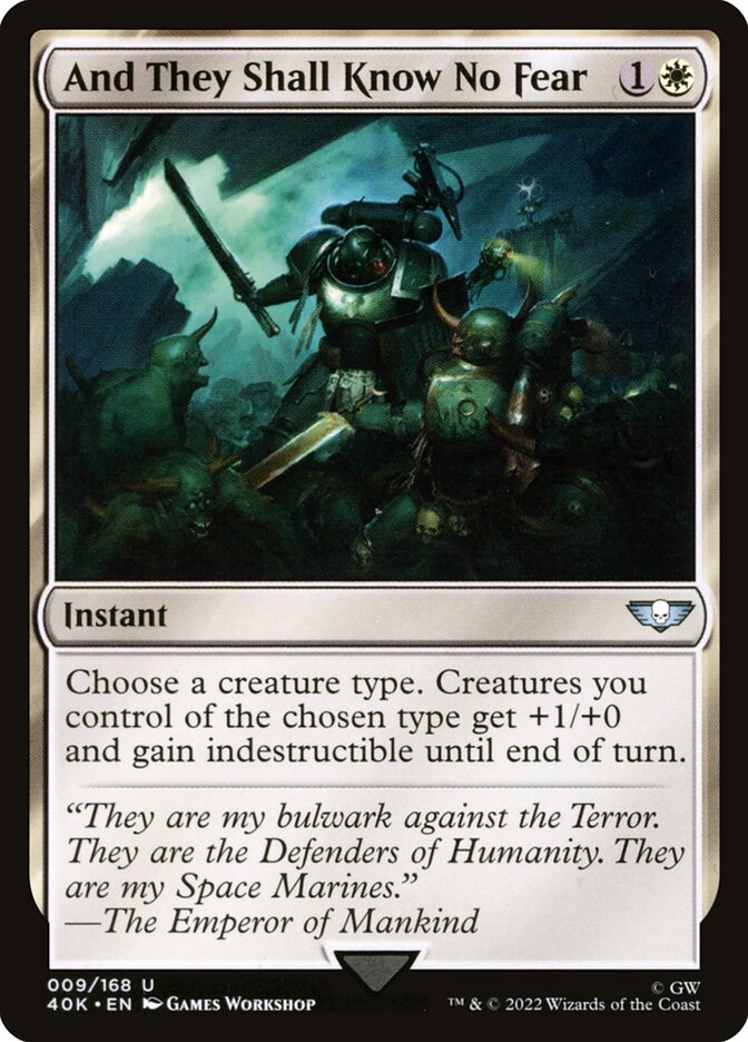 And They Shall Know No Fear – Uncommon Magic: The Gathering card from Warhammer 40,000 Commander (#9)