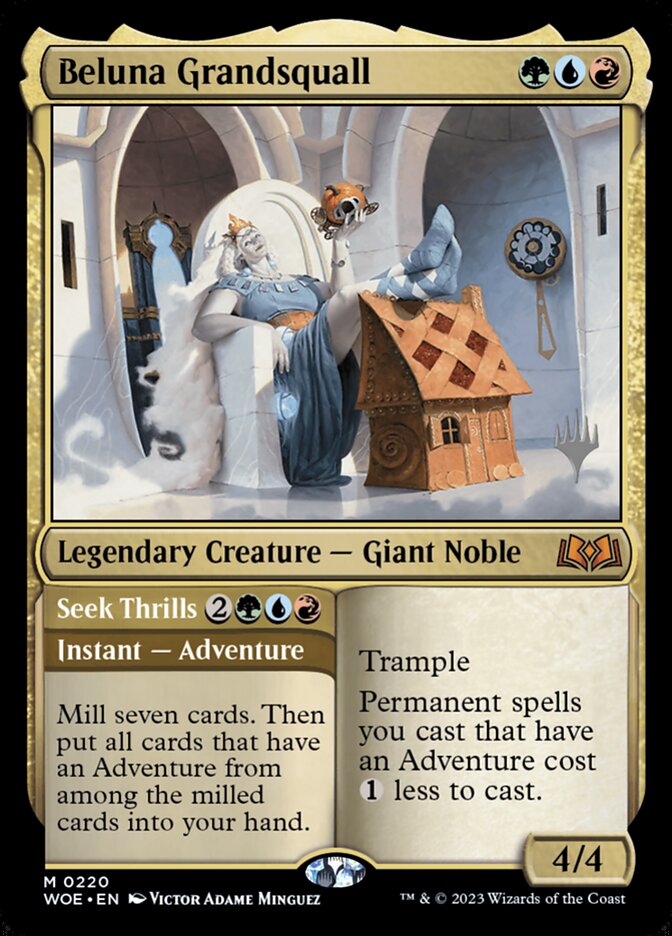 Beluna Grandsquall // Seek Thrills – Mythic Magic: The Gathering card from Wilds of Eldraine Promos (#220p)