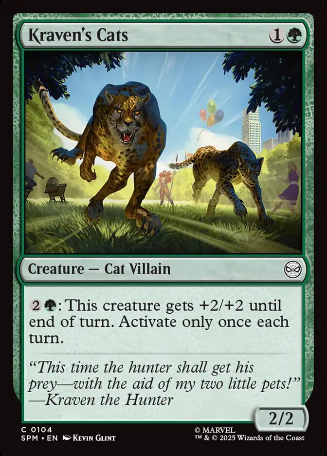 Kraven's Cats – Common Magic: The Gathering card from Marvel's Spider-Man (#104)