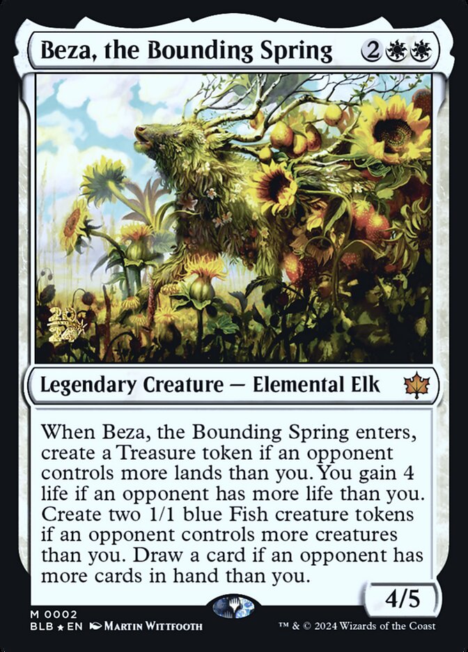 Beza, the Bounding Spring – Mythic Magic: The Gathering card from Bloomburrow Promos (#2s)