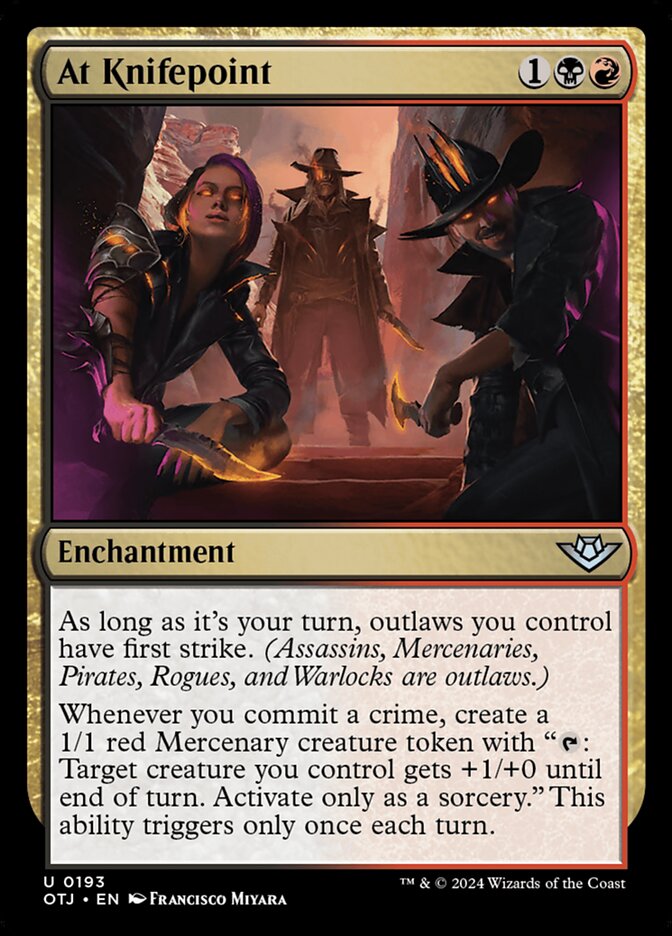 At Knifepoint – Uncommon Magic: The Gathering card from Outlaws of Thunder Junction (#193)