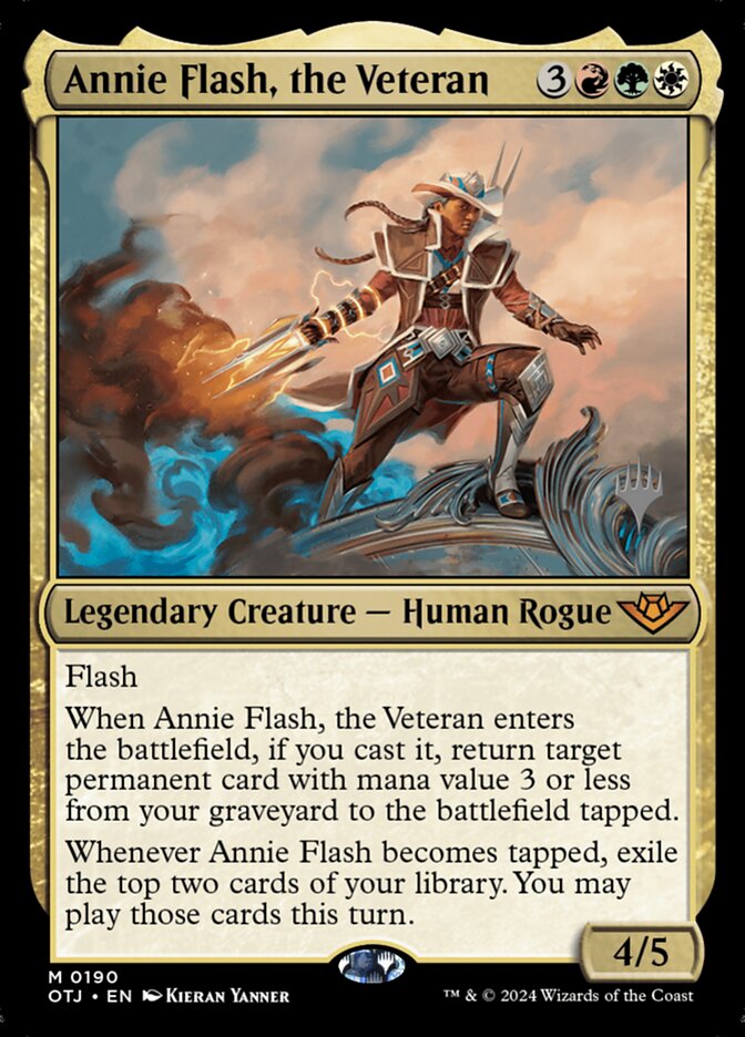 Annie Flash, the Veteran – Mythic Magic: The Gathering card from Outlaws of Thunder Junction Promos (#190p)