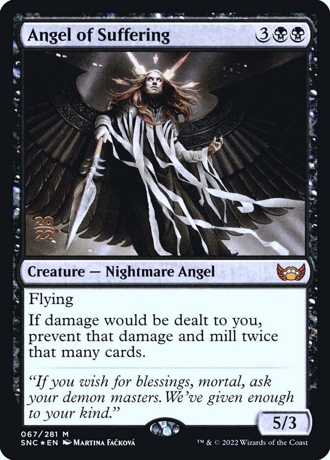 Angel of Suffering – Mythic Magic: The Gathering card from Streets of New Capenna Promos (#67s)