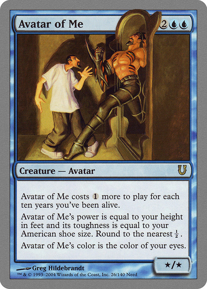 Avatar of Me – Rare Magic: The Gathering card from Unhinged (#26)