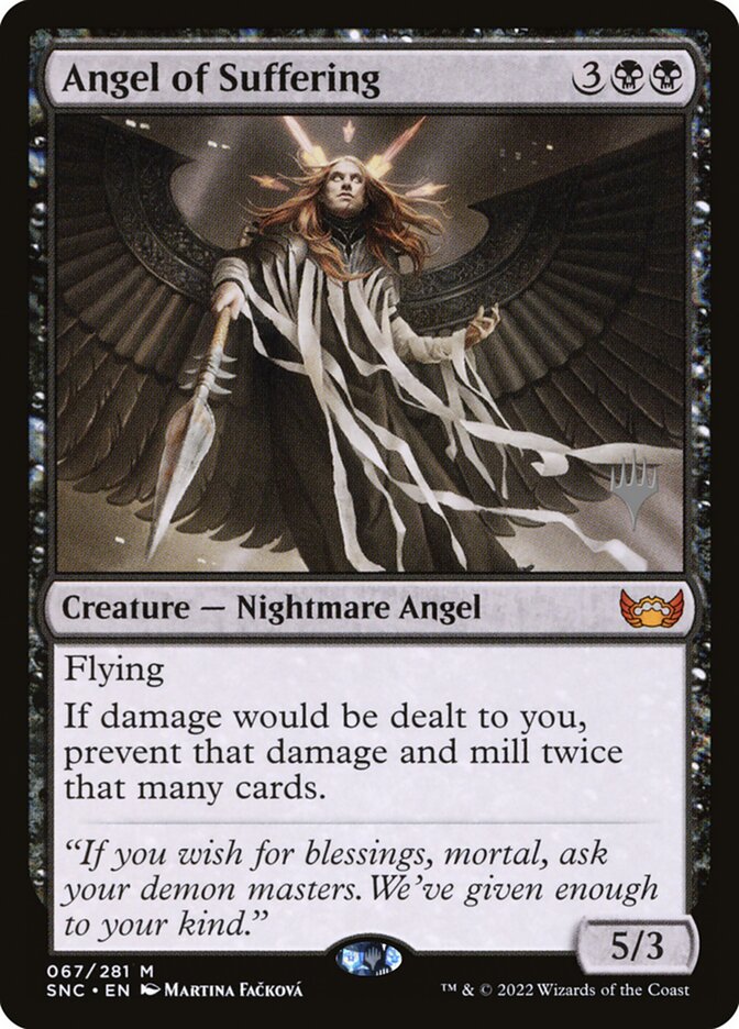 Angel of Suffering – Mythic Magic: The Gathering card from Streets of New Capenna Promos (#67p)