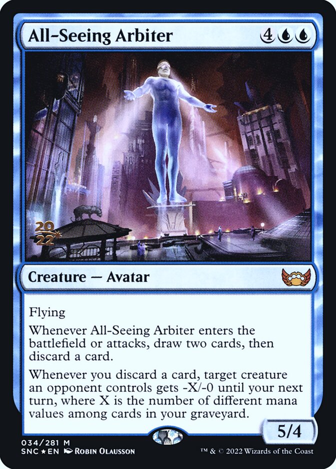 All-Seeing Arbiter – Mythic Magic: The Gathering card from Streets of New Capenna Promos (#34s)