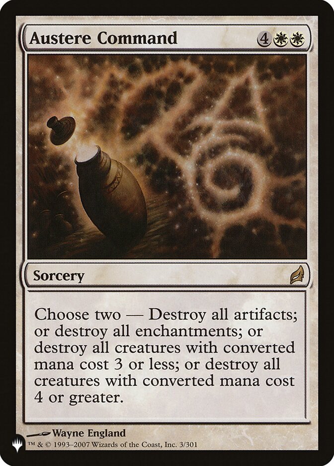 Austere Command – Rare Magic: The Gathering card from The List (#LRW-3)