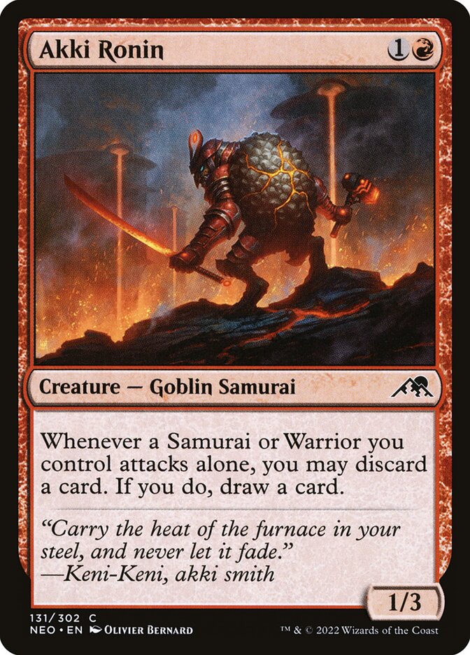 Akki Ronin – Common Magic: The Gathering card from Kamigawa: Neon Dynasty (#131)