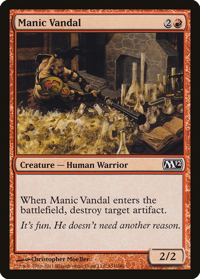 Manic Vandal – Common Magic: The Gathering card from Magic 2012 (#151)
