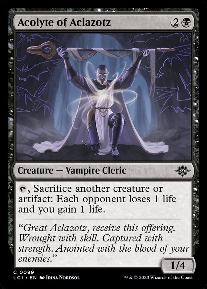 Acolyte of Aclazotz – Common Magic: The Gathering card from The Lost Caverns of Ixalan (#89)