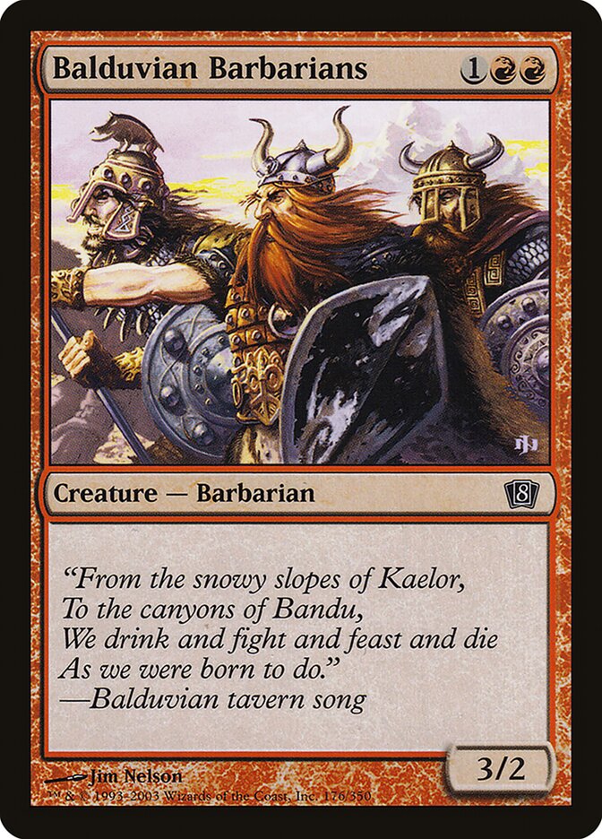 Balduvian Barbarians – Common Magic: The Gathering card from Eighth Edition (#176★)