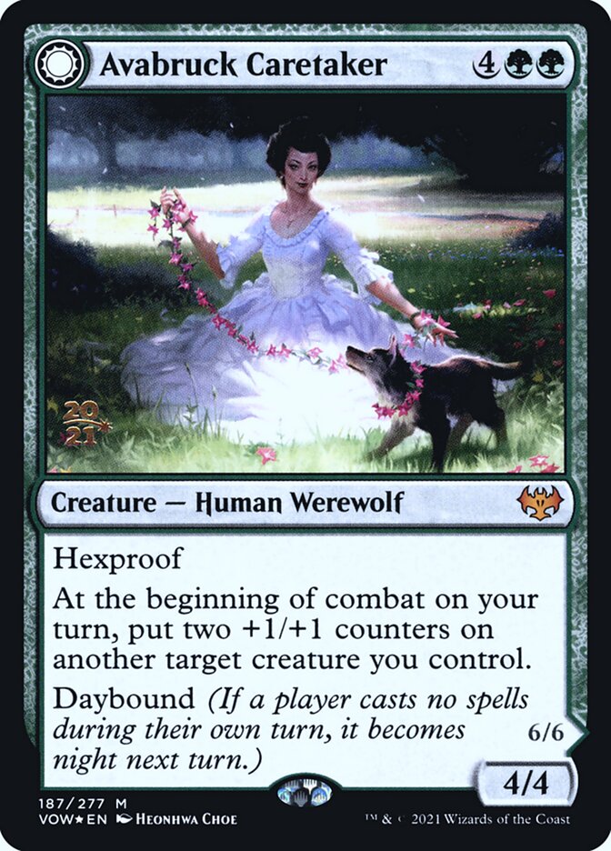 Avabruck Caretaker // Hollowhenge Huntmaster – Mythic Magic: The Gathering card from Innistrad: Crimson Vow Promos (#187s)