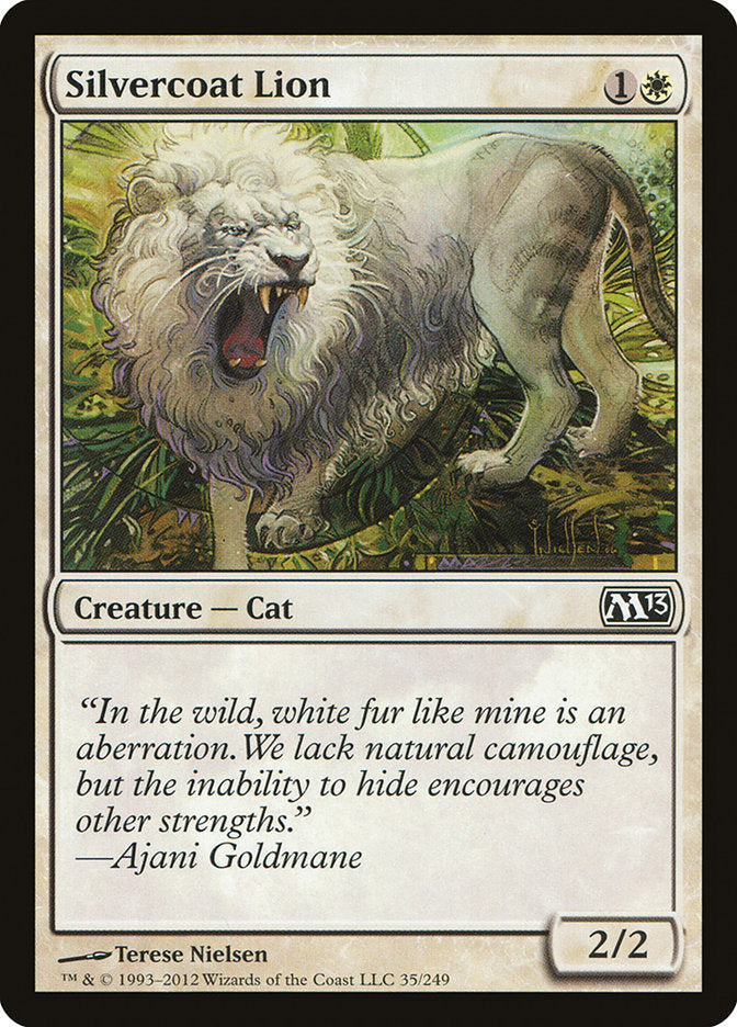 Silvercoat Lion – Common Magic: The Gathering card from Magic 2013 (#35)