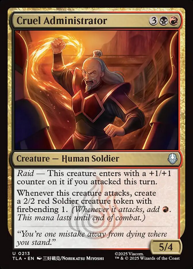 Cruel Administrator – Uncommon Magic: The Gathering card from Avatar: The Last Airbender (#213)