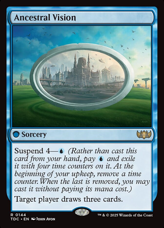 Ancestral Vision – Rare Magic: The Gathering card from Tarkir: Dragonstorm Commander (#144)
