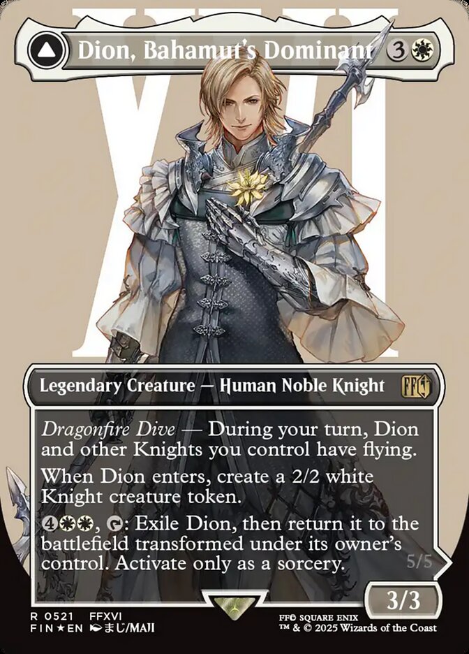 Dion, Bahamut's Dominant // Bahamut, Warden of Light – Rare Magic: The Gathering card from Final Fantasy (#521)