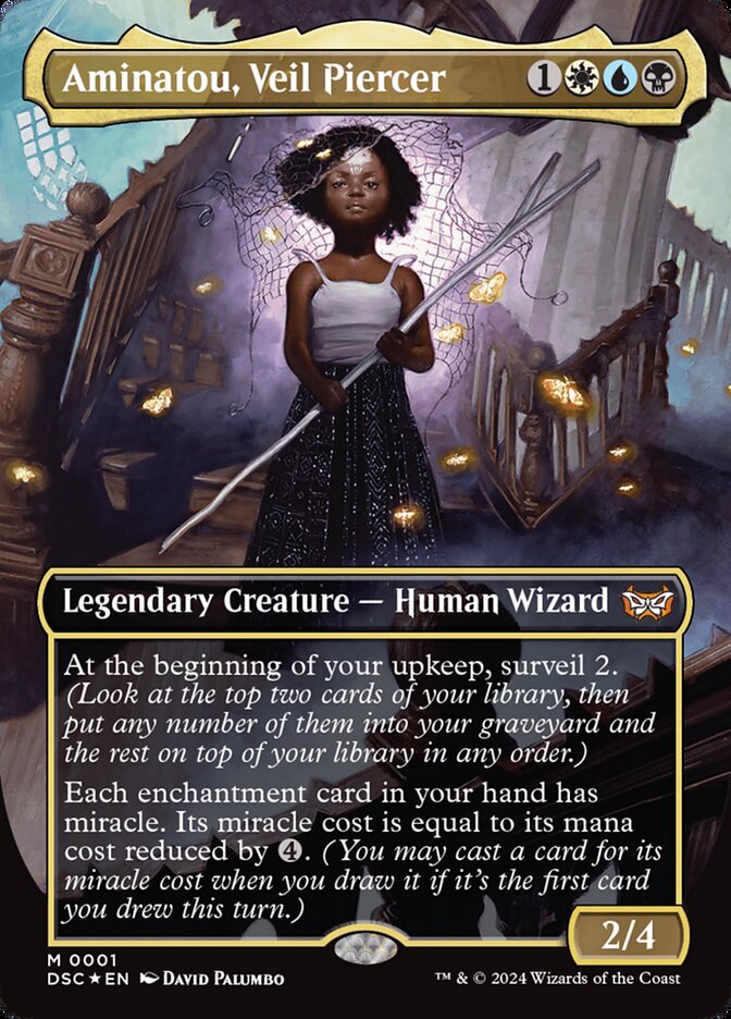 Aminatou, Veil Piercer – Mythic Magic: The Gathering card from Duskmourn: House of Horror Commander (#1)