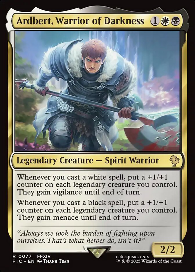 Ardbert, Warrior of Darkness – Rare Magic: The Gathering card from Final Fantasy Commander (#77)