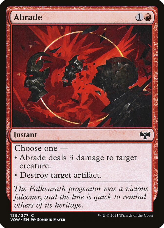 Abrade – Common Magic: The Gathering card from Innistrad: Crimson Vow (#139)