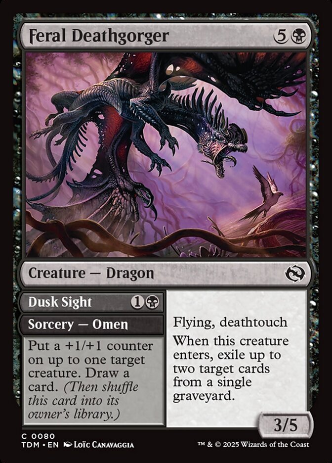Feral Deathgorger // Dusk Sight – Common Magic: The Gathering card from Tarkir: Dragonstorm (#80)