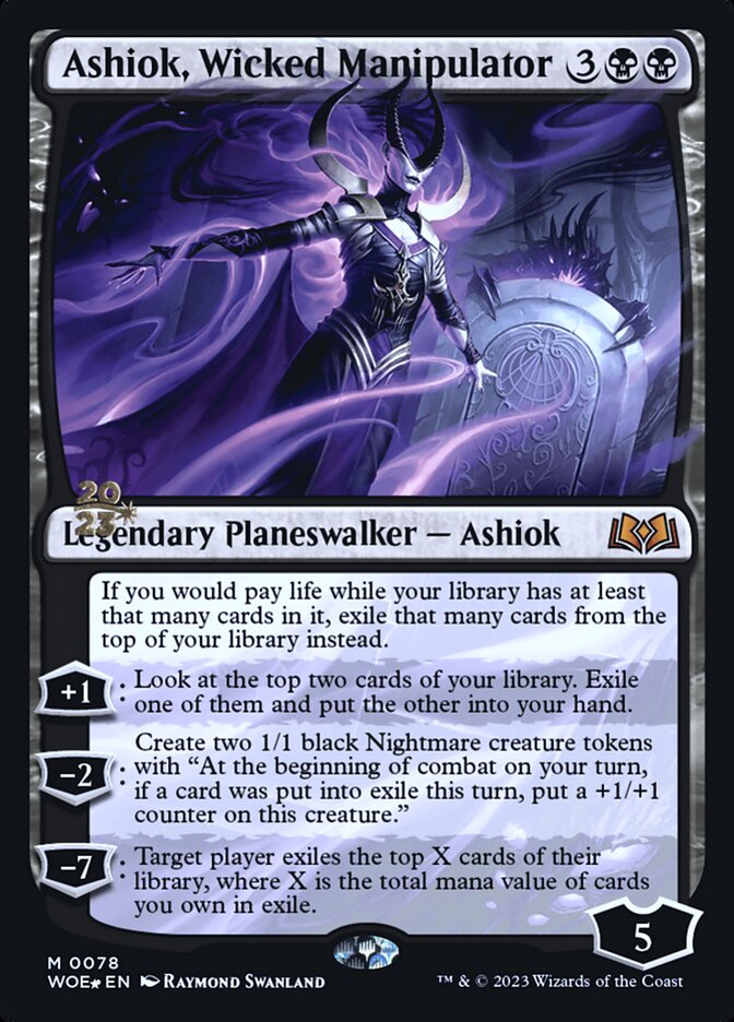 Ashiok, Wicked Manipulator – Mythic Magic: The Gathering card from Wilds of Eldraine Promos (#78s)