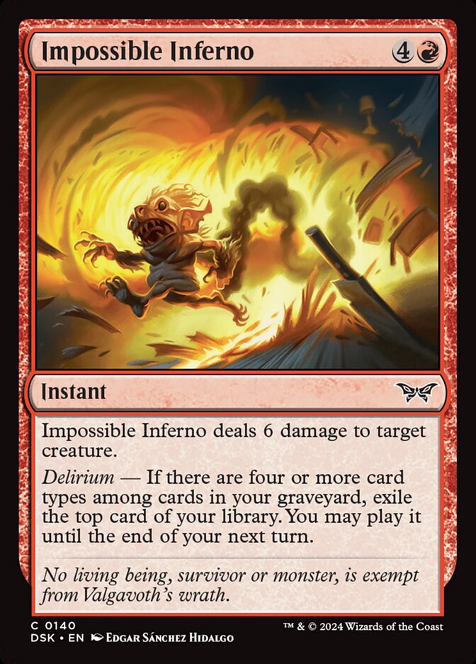 Impossible Inferno – Common Magic: The Gathering card from Duskmourn: House of Horror (#140)