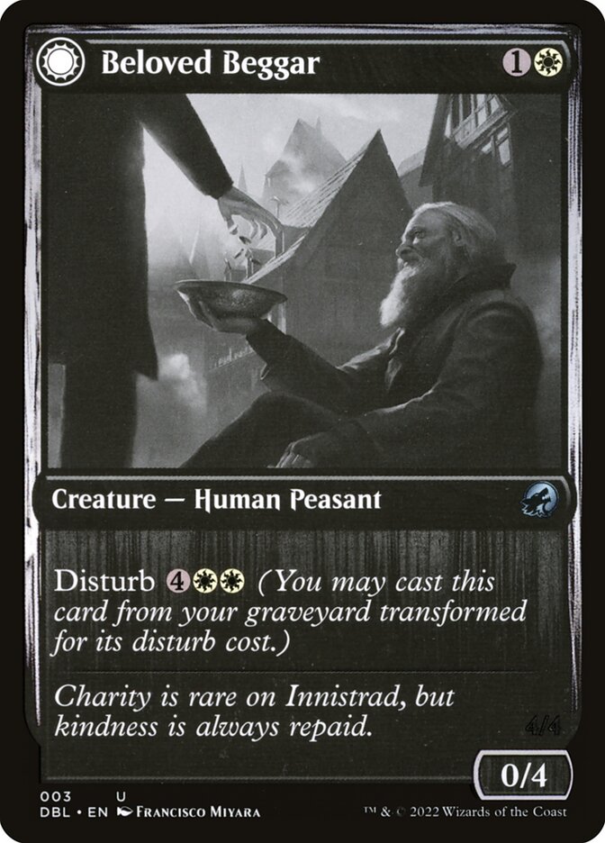 Beloved Beggar // Generous Soul – Uncommon Magic: The Gathering card from Innistrad: Double Feature (#3)
