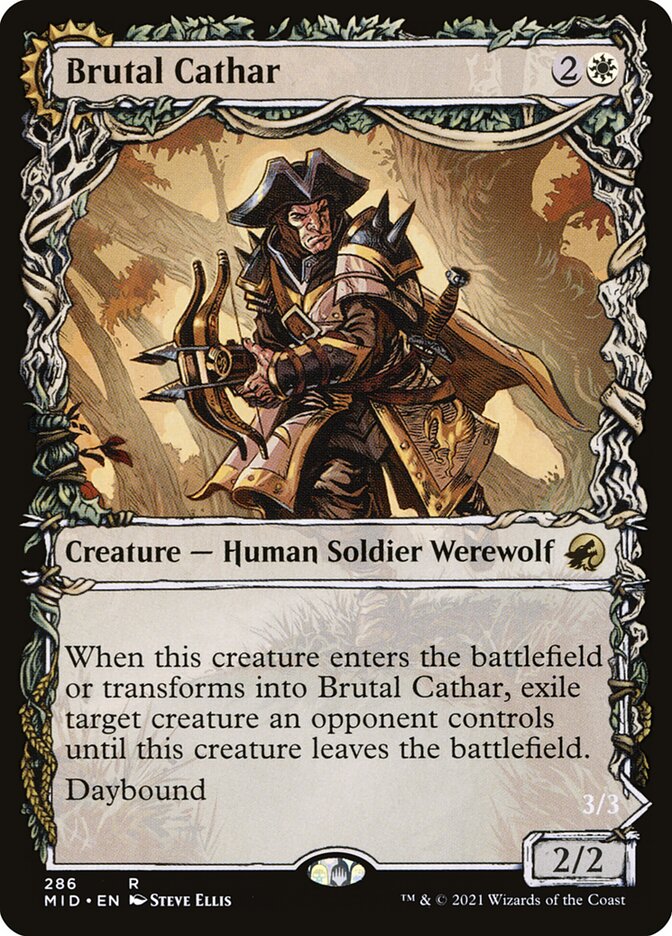 Brutal Cathar // Moonrage Brute – Rare Magic: The Gathering card from Innistrad: Midnight Hunt (#286)