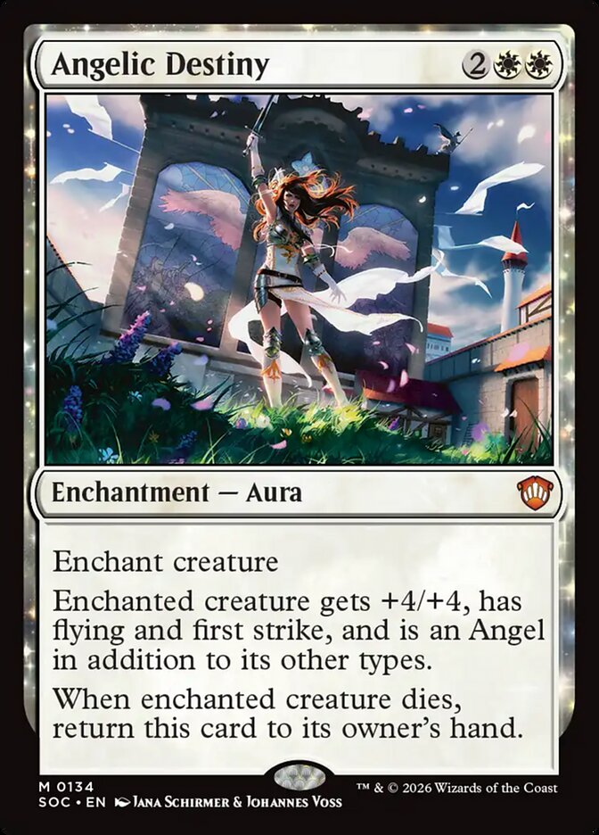 Angelic Destiny – Mythic Magic: The Gathering card from Secrets of Strixhaven Commander (#134)