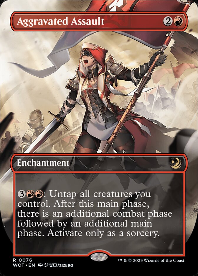 Aggravated Assault – Rare Magic: The Gathering card from Wilds of Eldraine: Enchanting Tales (#76)