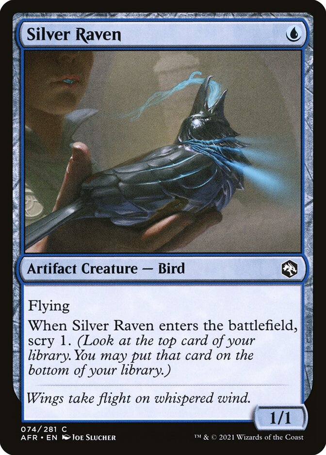 Silver Raven – Common Magic: The Gathering card from Adventures in the Forgotten Realms (#74)