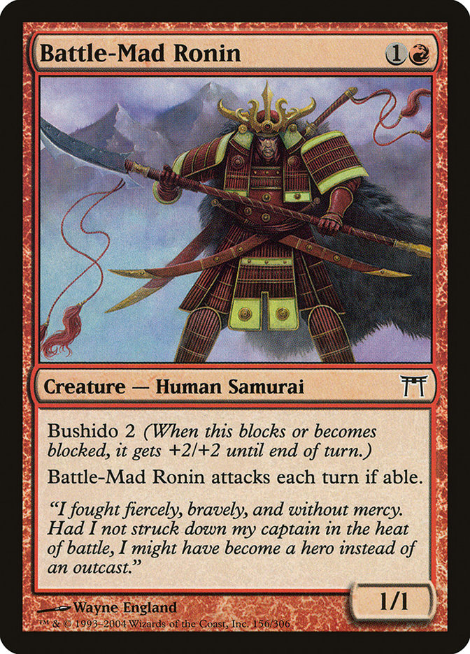 Battle-Mad Ronin – Common Magic: The Gathering card from Champions of Kamigawa (#156)