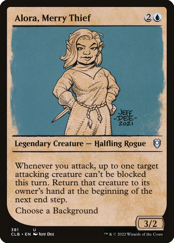 Alora, Merry Thief – Uncommon Magic: The Gathering card from Commander Legends: Battle for Baldur's Gate (#381)